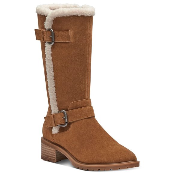 NWOB Lucky Brand Jacoba Faux-Shearling-Trim Engineer Boots